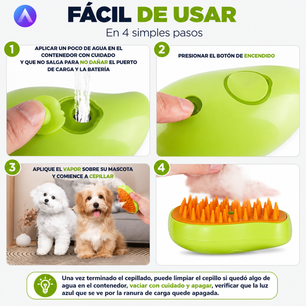 🎁 Cepillo a vapor para mascotas