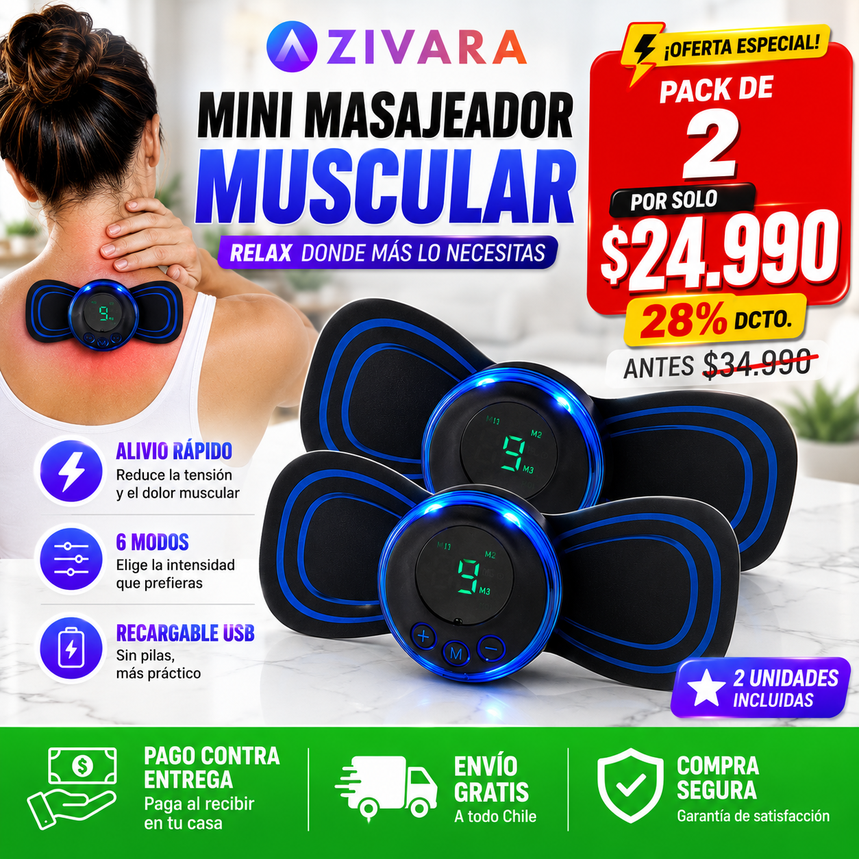 Pack 2 Mini Masajeadores Musculares