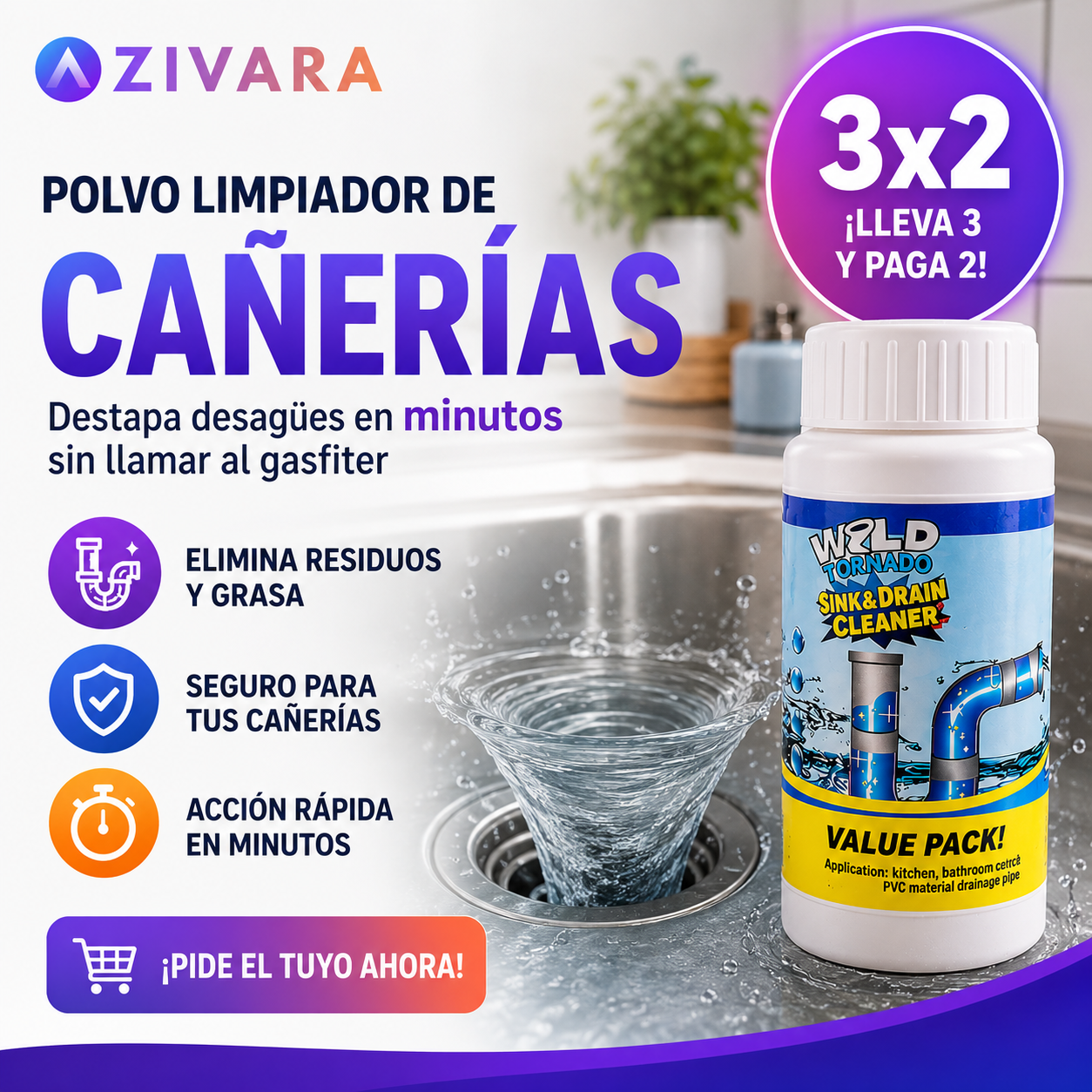 ✨Polvo limpiador de cañerías y desagües