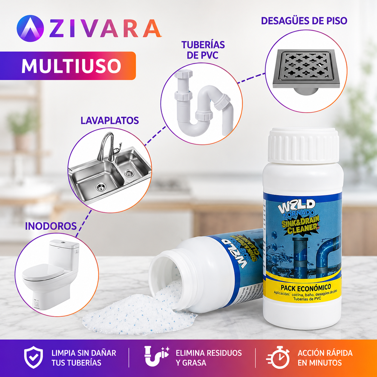 ✨Polvo limpiador de cañerías y desagües