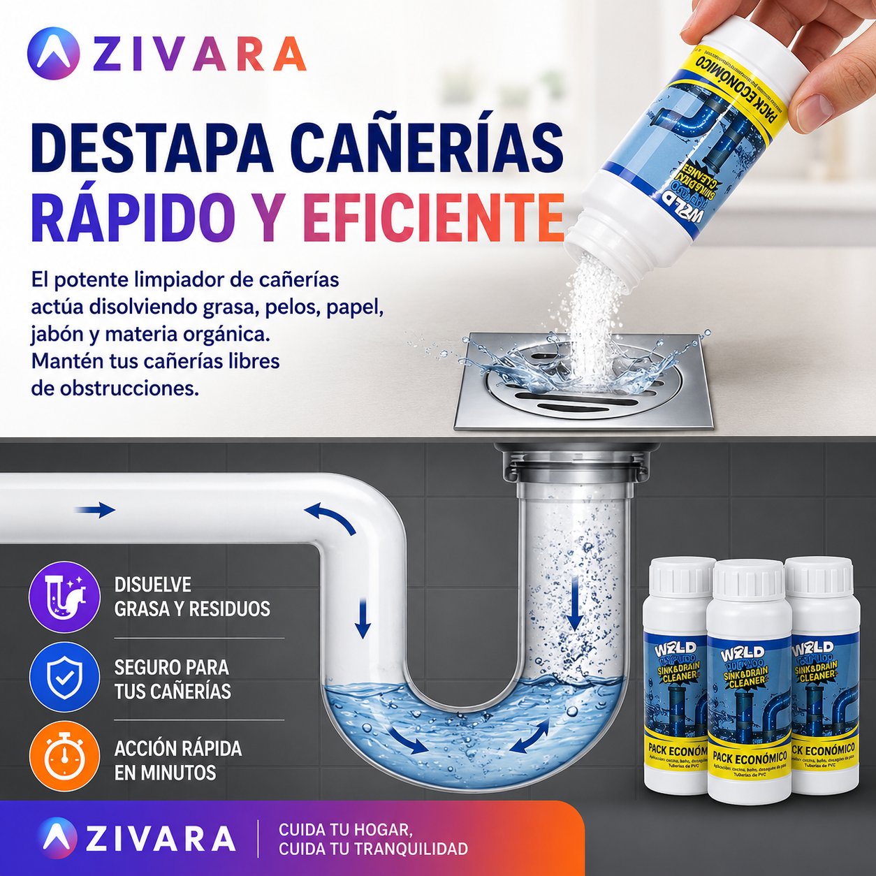 ✨Polvo limpiador de cañerías y desagües