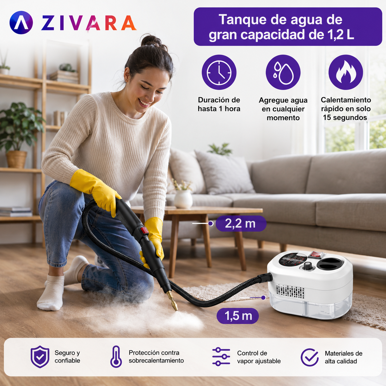 💨 Limpiador a vapor portátil de 2500w