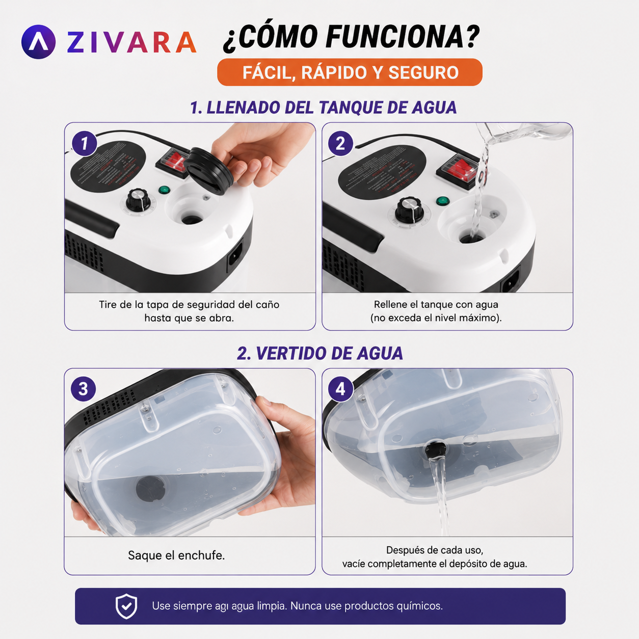 💨 Limpiador a vapor portátil de 2500w
